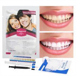 Два пациента используют гель для отбеливания зубов Pro Teeth Whitening Gel Kit, используемый стоматологом клиники